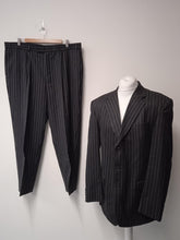 Load image into Gallery viewer, SAVOY TAYLORS GUILD Men&#39;s Grey Wool Striped Suit Jacket &amp; Trousers Size UK44
