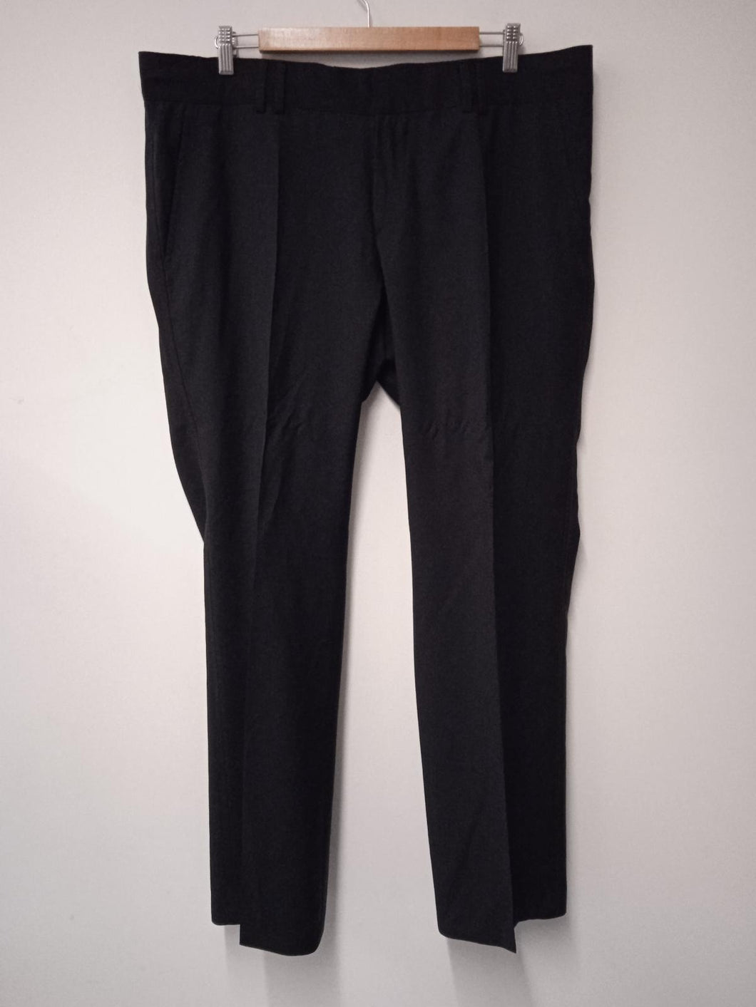 GUCCI Men's Black Wool Wide-Leg Contrast Stitching Suit Trousers IT56 UK46