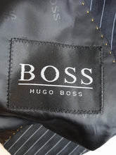 Load image into Gallery viewer, HUGO BOSS Men&#39;s Black &amp; White Striped Wool Suit Jacket &amp; Trousers IT54 UK44
