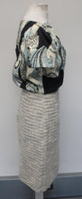 Load image into Gallery viewer, MICHAEL VAN DER HAM Ladies Blue Black Ivory Printed Cut Out Fitted Dress UK10
