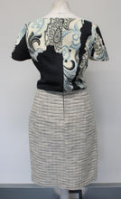 Load image into Gallery viewer, MICHAEL VAN DER HAM Ladies Blue Black Ivory Printed Cut Out Fitted Dress UK10
