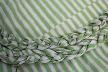 Load image into Gallery viewer, BANANA REPUBLIC Ladies Green White Striped Sleeveless Woven Trims Silk Top S
