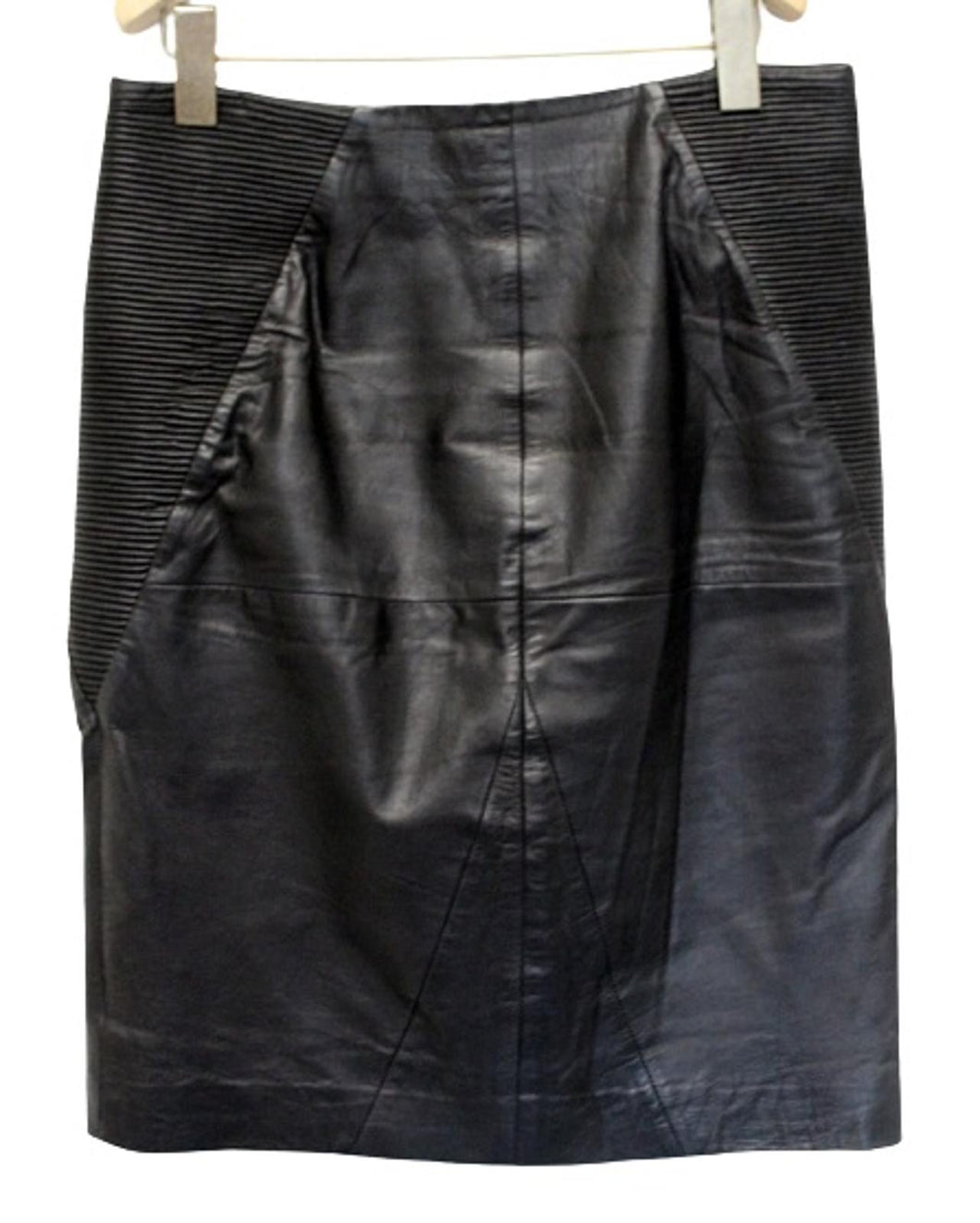 Y.A.S VERO MODA Ladies Splenda Black Real Leather Pencil Skirt EU38 UK10