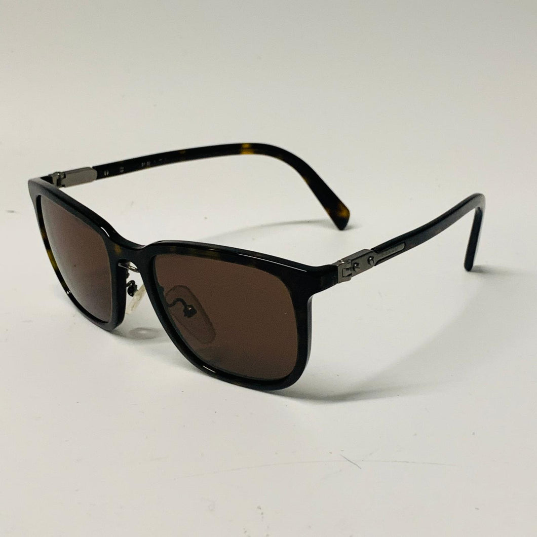 PRADA Brown Grey Ladies Square Frame Tortoiseshell Gunmetal Sunglasses