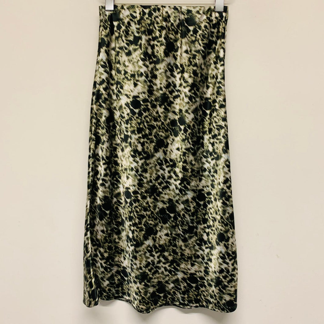 WONDERLUST Black Metallic Sheen Leopard Print Ladies A-Line Skirt Size UK XS