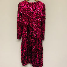 Load image into Gallery viewer, LK BENNETT X PREEN Pink Ladies Long Sleeve Round Neck Sequin Dress Size UK 8
