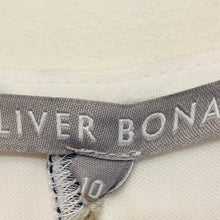 Load image into Gallery viewer, OLIVER BONAS White Ladies Short Sleeve V-Neck Colour Stripe Dress Size UK 10
