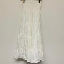 Load image into Gallery viewer, BLUE POSITANO White Ladies Sleeveless Sweetheart Linen A-Line Dress Size UK S
