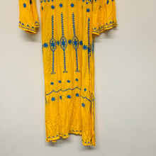Load image into Gallery viewer, KIWI SAINT-TROPEZ Yellow Ladies Long Sleeve Boho Laced V-Neck Dress Size UK S

