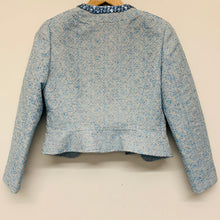 Load image into Gallery viewer, TED BAKER Blue Ladies Long Sleeve Collared Crystal Neckline Cropped Jacket UK S
