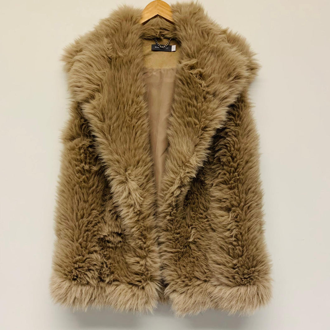 MINT VELVET Brown Ladies Sleeveless V-Neck Basic Jacket Coat Size UK S