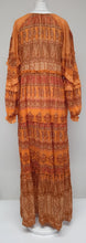 Load image into Gallery viewer, MISS JUNE Ladies Orange &amp; Brown Metallic Cotton Blend Midi Dress Approx. UK10
