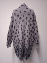 Load image into Gallery viewer, KAREN MILLEN Ladies Grey Dalmatian Pattern Long Sleeve Open Front Cardigan S
