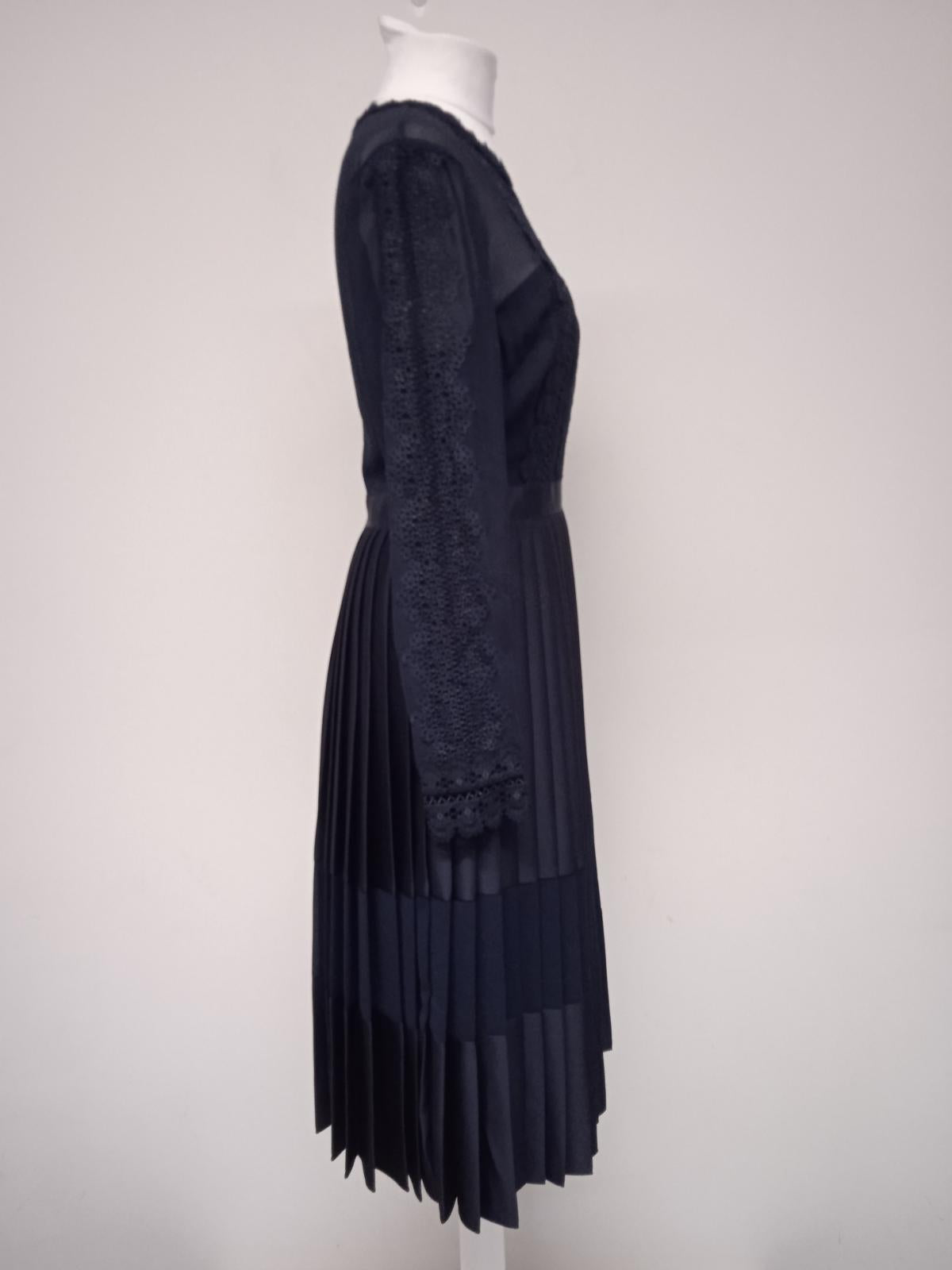 lace trim pleated midi dress ted baker ted baker lace trim pleated midi dress TED BAKER Ladies Navy Blue Lace Trim Pleated Looez