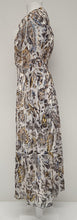 Load image into Gallery viewer, KAREN MILLEN Ladies White Paisley Metallic Bead Detail Woven Midi Dress UK8

