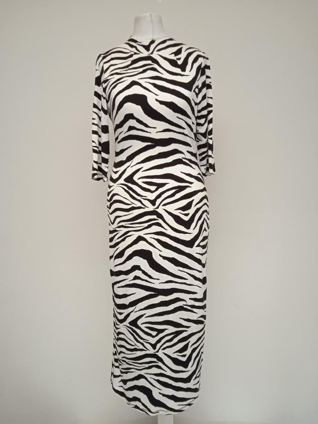 ALICE & OLIVIA Ladies White & Black Animal Print Midi Pencil Dress US6 UK10