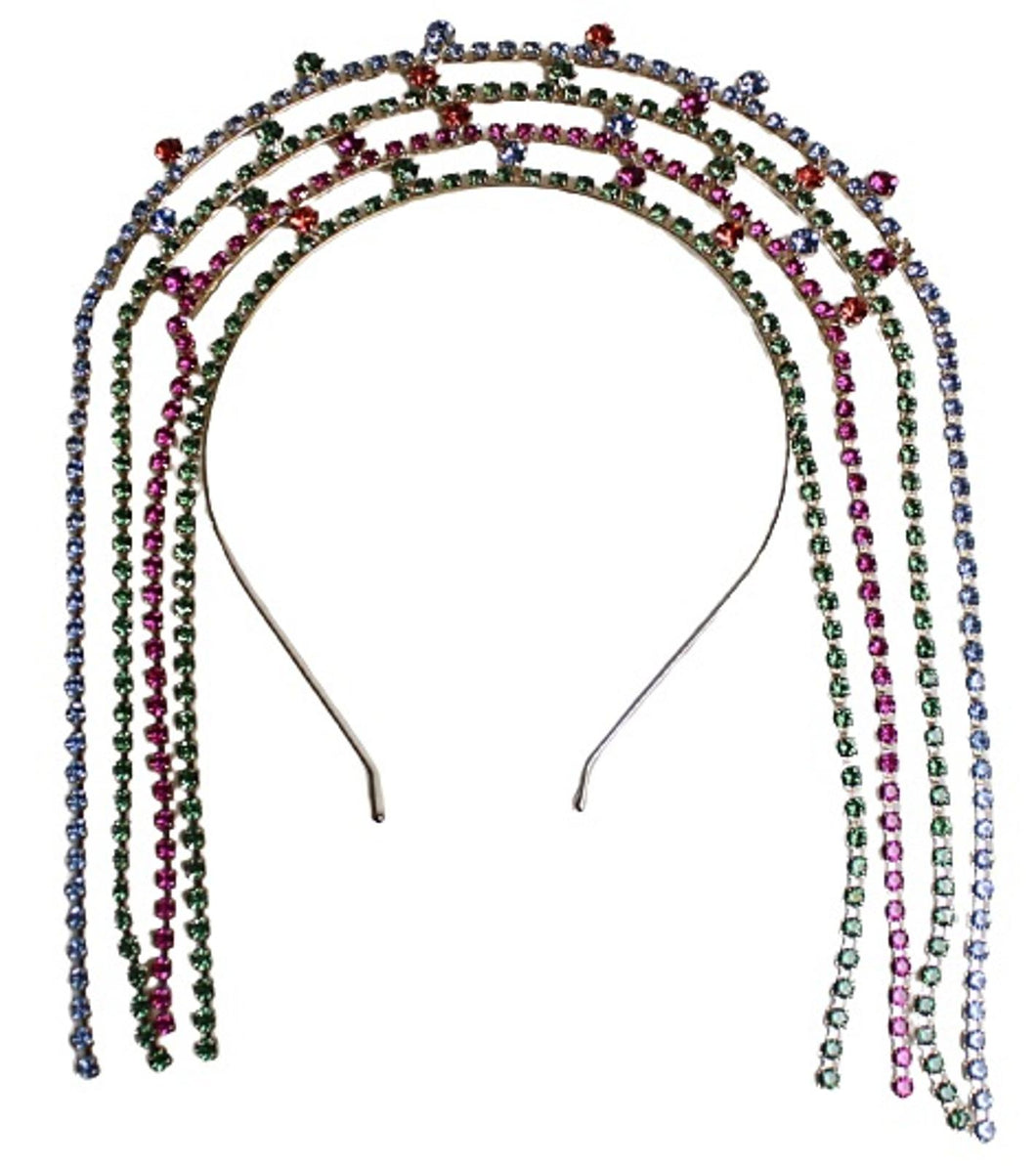 ROSANTICA Ladies Lucine Multi-Coloured Crystal Embellished Fringe Headband NEW