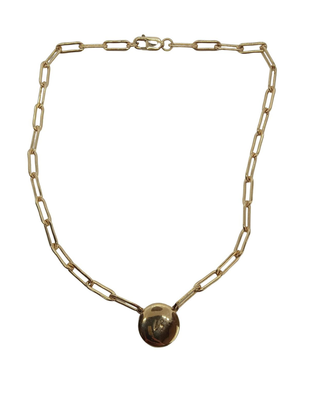 LOREN STEWART Ladies Gold Vermeil Puff Link Pendant Necklace One Size NEW