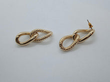 Load image into Gallery viewer, BY ALONA Ladies Taylor 18K Gold Plated Link Textured Drop Earrings OS RRP120
