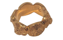 Load image into Gallery viewer, VERSACE Ladies Yellow Gold-Plated Medusa 6 Coin Statement Ring Size UK K NEW
