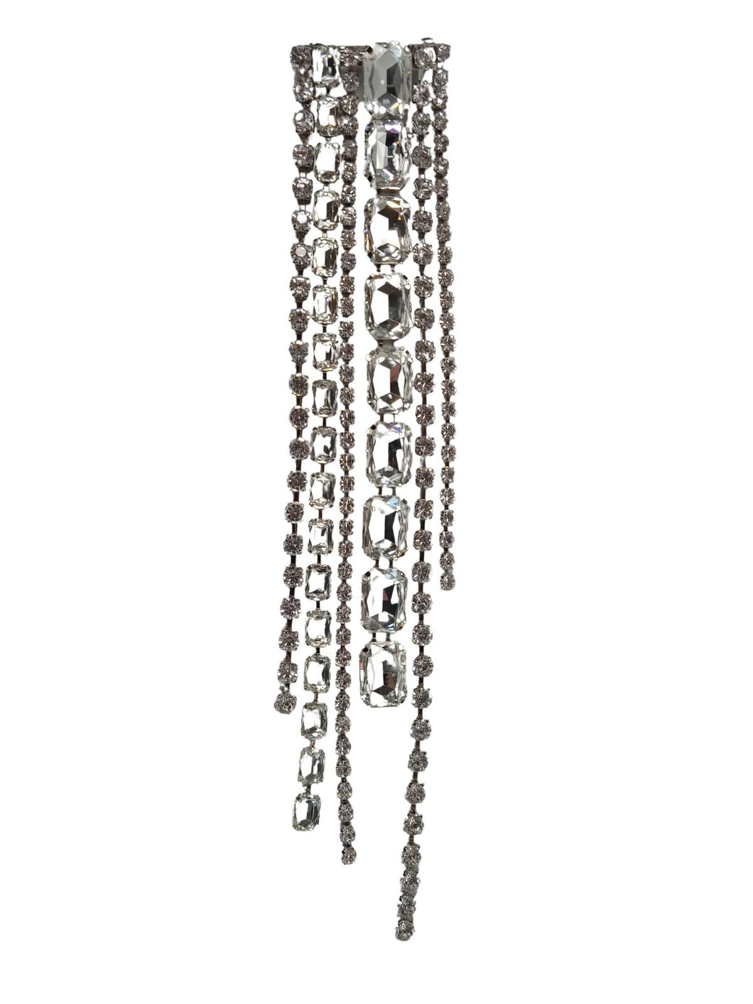 AREA Ladies Silver & Clear Baguette Crystal Fringe Single Hair Clip OS NEW
