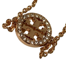 Load image into Gallery viewer, TORY BURCH Pink Miller Chain 18k Rose Gold Crystal Pave Logo Bracelet NEW RRP 75
