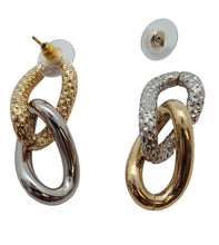 Load image into Gallery viewer, BY ALONA Draco Curb Chain Earrings Twist Gold &amp; Silver Plated OS NEW RRP130
