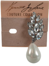 Load image into Gallery viewer, KENNETH JAY LANE Silver &amp; Crystal Pearl Drop Audrey Single Earring One Size NEW
