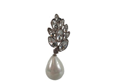 Load image into Gallery viewer, KENNETH JAY LANE Silver &amp; Crystal Pearl Drop Audrey Single Earring One Size NEW

