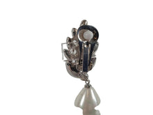 Load image into Gallery viewer, KENNETH JAY LANE Silver &amp; Crystal Pearl Drop Audrey Single Earring One Size NEW
