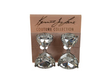 Load image into Gallery viewer, KENNETH JAY LANE Ladies Silver Rhodium Crystal Drop Clip-On Earrings OS NEW
