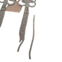 Load image into Gallery viewer, KENNETH JAY LANE Ladies Silver Crystal Bow Clip On Drop Earrings NEW RRP70
