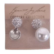 Load image into Gallery viewer, KENNETH JAY LANE Ladies Crystal Faux Pearl Clip Earrings One Size NEW RRP50
