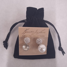 Load image into Gallery viewer, KENNETH JAY LANE Ladies Crystal Faux Pearl Clip Earrings One Size NEW RRP50
