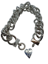 Load image into Gallery viewer, PACO RABANNE Chunky Heart Necklace Chain Link Metal Silver OS NEW RRP355
