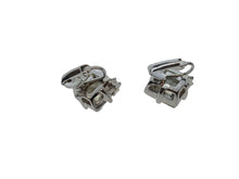 Load image into Gallery viewer, 2 x KENNETH JAY LANE Double Crystal Link Earrings Clip On Silver OS NEW FAULTY
