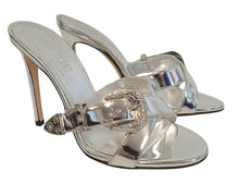Load image into Gallery viewer, PARIS TEXAS Ladies Silver Leather Regina 105mm Mules IT35 UK3 RRP450 NEW
