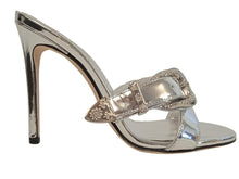 Load image into Gallery viewer, PARIS TEXAS Ladies Silver Leather Regina 105mm Mules IT35 UK3 RRP450 NEW
