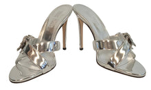 Load image into Gallery viewer, PARIS TEXAS Ladies Silver Leather Regina 105mm Mules IT35 UK3 RRP450 NEW
