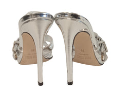Load image into Gallery viewer, PARIS TEXAS Ladies Silver Leather Regina 105mm Mules IT35 UK3 RRP450 NEW
