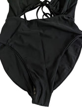Load image into Gallery viewer, JADE SWIM Black Swimsuits Cava Ruched Tie Front Deep V Open Scoop XS NEW RRP 220
