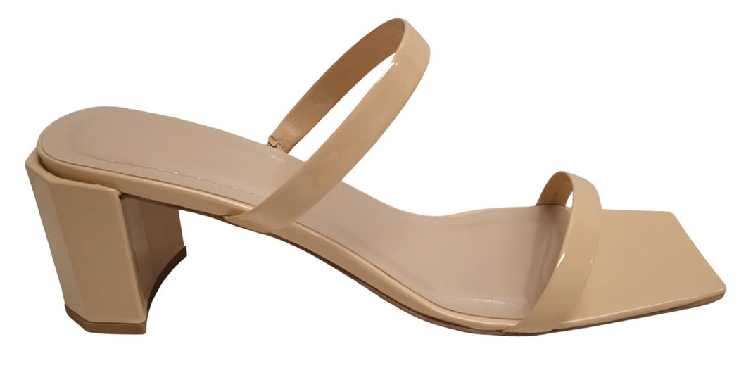 BY FAR Ladies Tanya Kraft Patent Leather Heeled Sandals Beige UK7 NEW RRP295