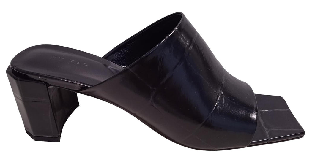 BY FAR Ladies Katya Black Leather Croc Embossed Mules Sandals UK5 NEW RRP325