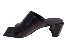 Load image into Gallery viewer, BY FAR Ladies Katya Black Leather Croc Embossed Mules Sandals UK5 NEW RRP325
