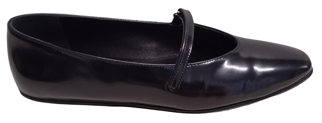 BY FAR Ladies Molly Black Semi-Patent Leather Ballet Flats EU38 UK5 NEW RRP295