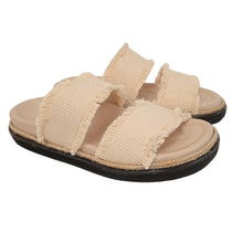 Load image into Gallery viewer, CASTANER Ladies Beige Canvas Zuzi Flat 2-Strap Sandals EU37 UK4 RRP120 NEW
