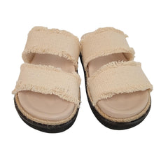 Load image into Gallery viewer, CASTANER Ladies Beige Canvas Zuzi Flat 2-Strap Sandals EU37 UK4 RRP120 NEW
