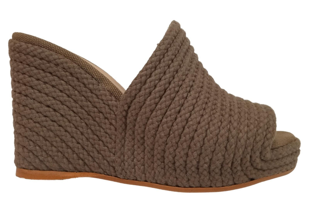 CASTANER Ladies Olive Brown Knitted Jela Wedge Mules EU35 UK2 RRP145 NEW