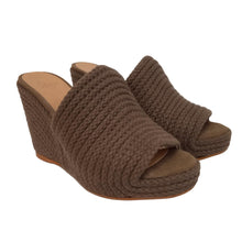 Load image into Gallery viewer, CASTANER Ladies Olive Brown Knitted Jela Wedge Mules EU35 UK2 RRP145 NEW
