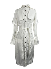 Load image into Gallery viewer, THEBE MAGUGU Utility Shirt Dress White Midi Large NEW RRP 685
